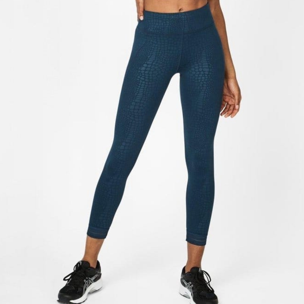 Sweaty Betty Embossed 7/8 Workout Leggings - Deep Teal -Small